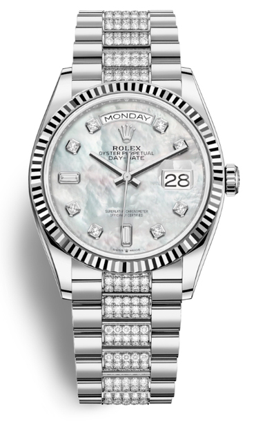 Rolex Day-Date 36 Mother of Pearl Dial Diamond Set Watch Ref.128239MDDP (arb5757)
