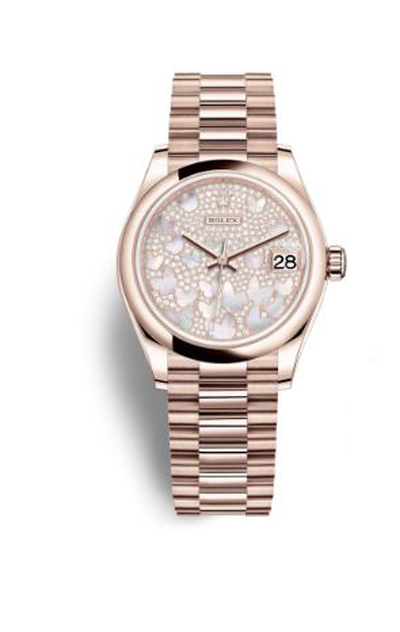 Rolex Datejust 31 Mother of Pearl Diamond Pave Dial in Everose Gold - Model: 278245pavep (arb5891)