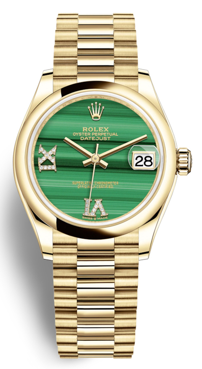 Rolex Datejust 31mm Yellow Gold Malachite Diamond Dial Ref:278248MLRDP (arb5911)