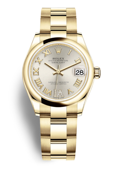 Rolex Datejust 278248SRDO - Yellow Gold Oyster Ladies Watch with Silver Dial (arb5916)