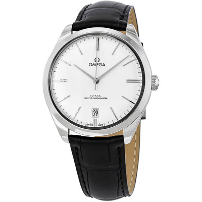 Omega De Ville Mens Silver Dial Black Leather Watch Model 43513402102 435.13.40.21.02.001 (black, arb3245)