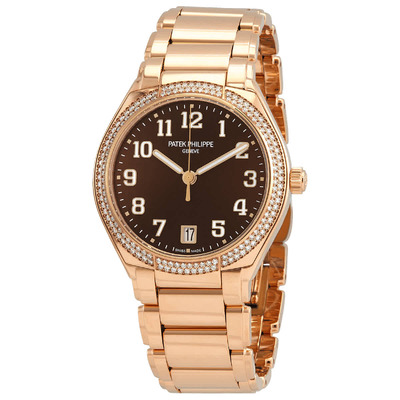 Patek Philippe TWENTY-4 18kt Rose Gold Automatic Diamond Brown Dial Watch Ref.7300-1200R-001 (brown, arb5496)