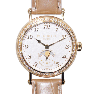 Patek Philippe Hand Wind Diamond White Dial Watch 7121J-001 (brown, arb5479)