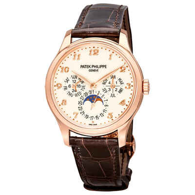 Patek Philippe Calatrava 5327R - Grand Complication Automatic Mens Watch Ivory Lacquered Dial (brown, arb5442)
