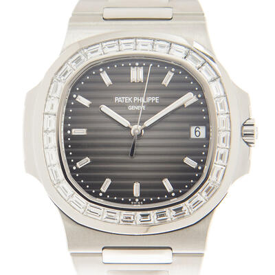Patek Philippe Nautilus 5711-110P-001: Automatic Platinum Diamond Grey Dial Watch (arb5465)