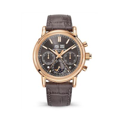 Patek Philippe 5204R-936 Grand Complications Mens Perpetual Chronograph Grey Dial Hand Wind Rose Gold Tone Case Alligator Strap Watch 5204R-011 (arb6390)