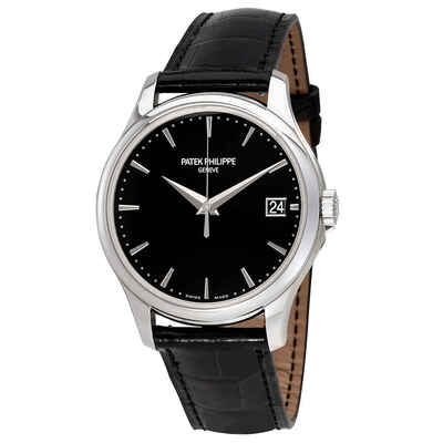 Patek Philippe Calatrava 5227G-010 Mens Automatic Watch, Black Dial, White Gold Case (black, arb4917)