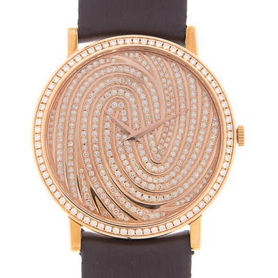 Patek Philippe Tradition Automatic Diamond Gold Dial Ladies Watch G0A31602 Piaget (brown, arb4373)