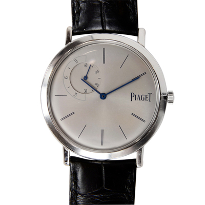 Piaget Altiplano G0A33114 Automatic Silver Dial Watch in White Gold 18K with Black Alligator Leather Strap (black, arb4374)