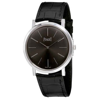Piaget Altiplano Mechanical Black Dial 18Kt White Gold Mens Watch GOA29113 G0A29113 (black, arb4383)