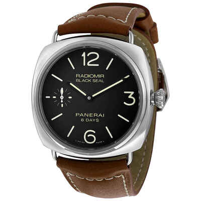 Panerai Radiomir PAM00609 Mens Luxury Analog Black Dial Brown Leather Strap Stainless Steel Case C Watch (black, arb6307)
