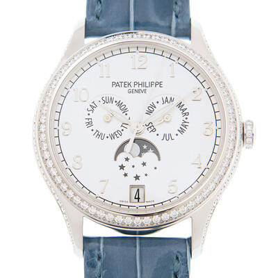 Patek Philippe Complications Diamond White Dial Ladies Watch 4947G-010 (blue, arb4012)