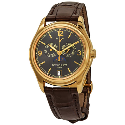 Patek Philippe Complications Moon Phase Grey Dial 18kt Yellow Gold Mens Watch Model: 5146J-010 (brown, arb6373)