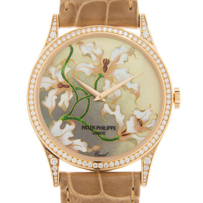 Patek Philippe Ref 5077-100R-036 Rare Handcrafts Automatic Diamond Brown Dial Watch (brown, arb4031)