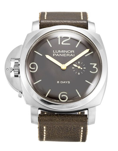 Pre-owned Panerai Luminor 1950 Brown Dial Titanium Mens Watch PAM00368 (brown, arb5939)
