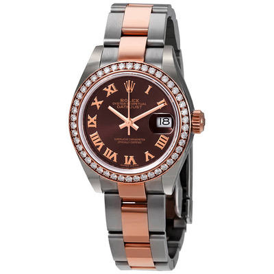 Rolex Datejust Chocolate Dial Automatic Ladies Steel and 18K Everose Gold Oyster Watch Ref. 279381CHRO (brown, arb6727)