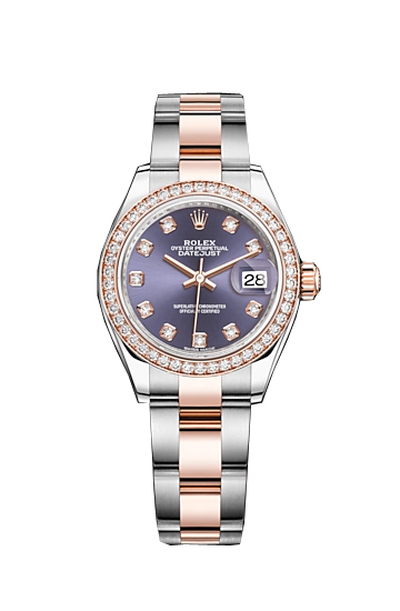 Rolex Purple Diamond Dial Ladies Steel and 18ct Everose Gold Oyster Watch Ref. 279381pudo (arb6733)