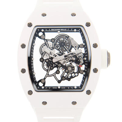 Richard Mille RM 055 Bubba Watson Men's Watch - White Ceramic Case, Rubber Strap RM055 WHITE (white, arb4675)
