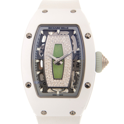Richard Mille RM 07-01 Automatic Ladies Watch, Calibre CRMA2, White Ceramic & Green Diamond Dial with Jade Reference: rm07-01 wg-atz RM07-01 WG-ATZ JADE (green, arb4677)