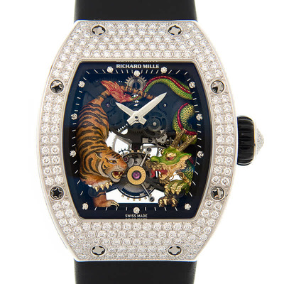 Richard Mille RM51-01 Ladies Watch in White Gold with Tiger Dragon Dial (black, arb4693)