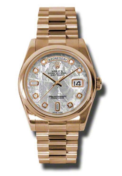Rolex Day-Date Meteor Dial 18K Everose Gold Automatic Mens Watch, Model 118205-MTDP 118205MTDP (blue, arb7708)