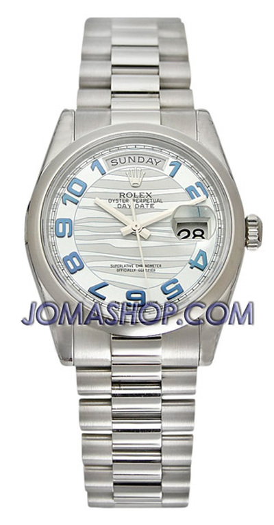 Rolex Day-Date Ice Blue Wave Dial Platinum President Automatic Mens Watch 118206BLAP (blue, arb7710)