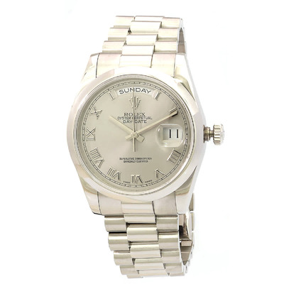 Rolex Day-Date Platinum President Mens Watch with Grey Dial and Bracelet - Model 118206GYRP (arb7712)