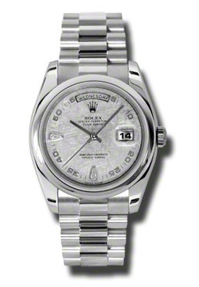 Rolex Day-Date Meteorite Dial 36mm Platinum President Automatic Ladies Watch Model: 118206MTDP (arb7713)