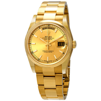 Rolex Day-Date 18K Yellow Gold Automatic Mens Watch Ref. 118208CSO 118208-CSO (beige, arb7716)