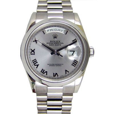 Rolex Day-Date 'President' Silver Dial 18K White Gold Automatic Mens Watch Model 118209srp (arb7445)