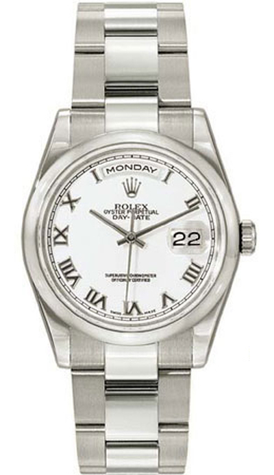 Rolex Day-Date 18K White Gold Mens Automatic Watch with Date & Day Display 118209-WRO (arb7447)