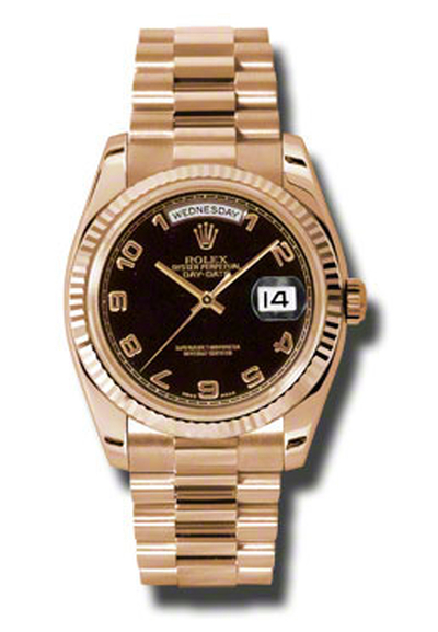 Rolex Day-Date Black Dial 18K Everose Gold President Automatic Ladies Watch Reference 118235BKAP (black, arb7448)