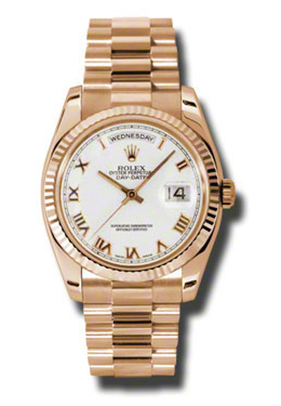 Rolex Day-Date White Dial 18K Everose Gold President Automatic Mens Watch - Артикул: 118235WRP (blue, arb7456)