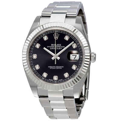 Rolex Oyster Perpetual Datejust Mens Black Diamond Dial Watch Ref 126334BKDO (black, arb5742)