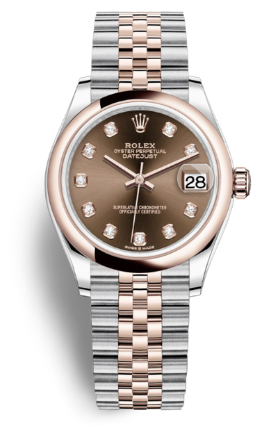 Rolex Datejust 31 - Chocolate Diamond Dial Automatic Steel and Everose Gold Jubilee Watch (Model No. 278241CHDJ) (brown, arb7769)