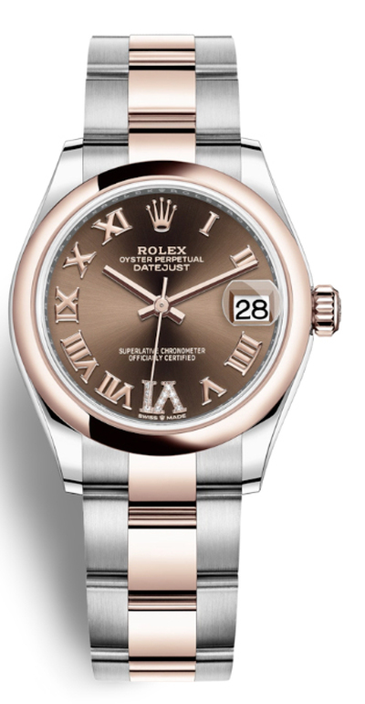 Rolex Datejust 31 - Chocolate Dial Automatic Ladies Steel & 18kt Everose Gold Oyster Watch 278241CHRDO (brown, arb7772)