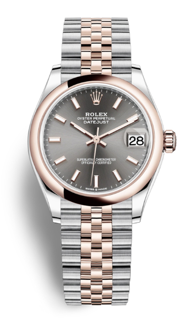 Rolex Datejust 31 Dark Rhodium Dial Automatic Ladies Steel and 18kt Everose Gold Jubilee Watch Reference 278241DRSJ (arb7774)