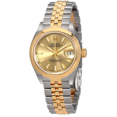 Rolex Lady Datejust 28mm Champagne Dial Yellow Gold Bracelet Watch Ref. 279163CSJ (beige, arb7639)