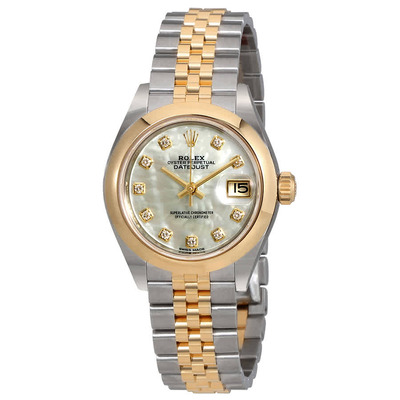 Rolex Lady Datejust Mother of Pearl Diamond Steel and 18K Yellow Gold Jubilee Watch Model 279163MDJ (arb7642)