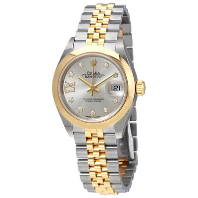 Rolex Lady Datejust Silver Dial Roman Numeral Diamond Ladies Watch Model 279163SDRJ (arb7646)