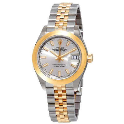 Rolex Lady Datejust 28 Silver Dial Steel and Yellow Gold Jubilee Watch Ref. 279163SSJ (arb7332)