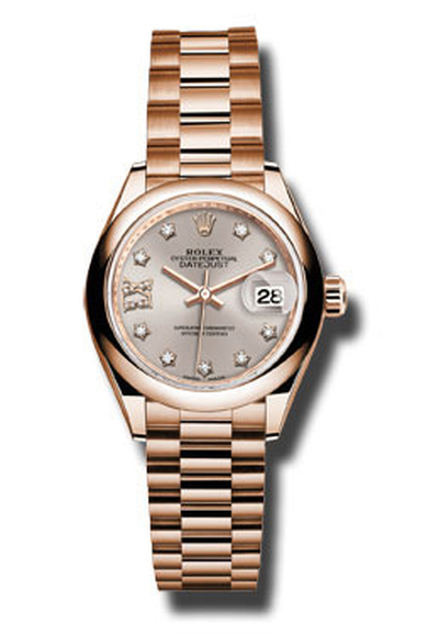Rolex Lady Datejust 28mm Sundust Dial Diamond 9hr Everose Gold Ladies Watch Ref. 279165SNRDP (blue, arb7341)