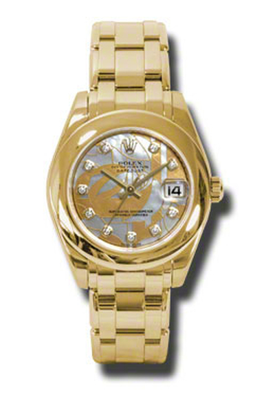 Rolex Lady-Datejust Pearlmaster 81208GDDMDPM - Yellow Gold Mother of Pearl Dial (arb7891)