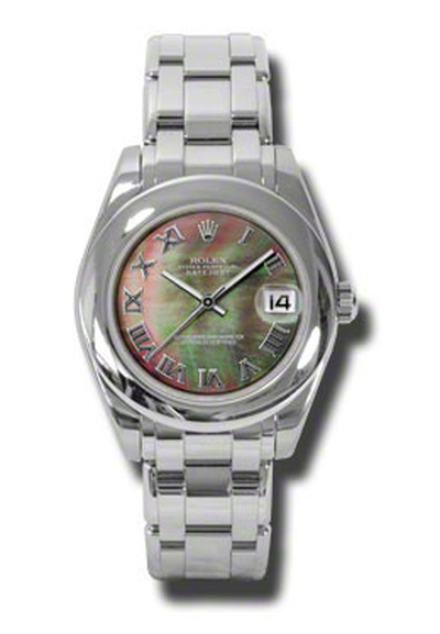 Rolex Lady Datejust Pearlmaster Black Mother of Pearl Dial 18K White Gold Automatic Ladies Watch Ref No: 81209BKMRPM (black, arb7892)