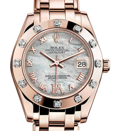 Rolex Lady-Datejust Pearlmaster Mother Of Pearl Dial 18K Everose Gold Automatic Ladies Watch Ref 81315MDPM (arb7901)