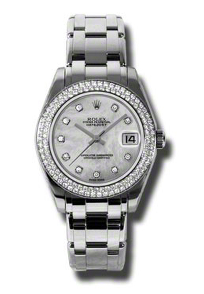 Rolex Lady-Datejust Pearlmaster Mother Of Pearl Diamond Dial 18K White Gold Automatic Ladies Watch 81339MDPM (arb7908)