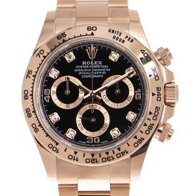 Pre-owned Rolex Cosmograph Daytona Chronograph Diamond Black Dial Watch 116505BKDO (black, arb21710)