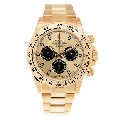 Rolex Cosmograph Daytona, Model: Black and Champagne Dial Mens' 18kt Yellow Gold Oyster Watch Ref. 116508BKCSO (beige, arb5695)