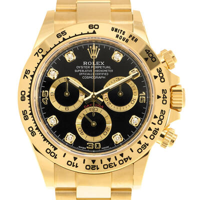 Pre-owned Rolex Cosmograph Daytona Chronograph Mens Watch 116508bkgddo Gold Bracelet Black Dial Diamonds (black, arb21706)