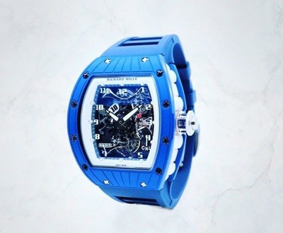 Richard Mille RM015 Blue - Titanium Case Skeleton Tourbillon Hand-Wind Watch (blue, arb4657)